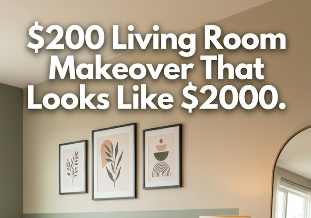 living room makeover on a budget under 200 dollars that looks expensive using thrift store finds and DIY decor